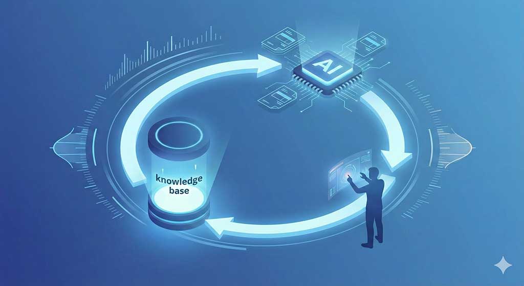 LLM-Zuverlässigkeit-RAG-KI-Rechnungsverarbeitung-Kooperation-FH-Salzburg Computergrafisch symbolisierter Prozess zu ViDA 2030