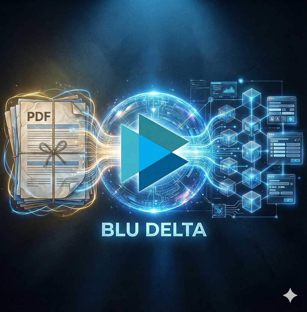 XRechnung-ZUGFeRD-automatisieren-KI-für-E-Rechnungen Computergrafisch symbolisierte Übergangsphase PDF zu E-Rechnung